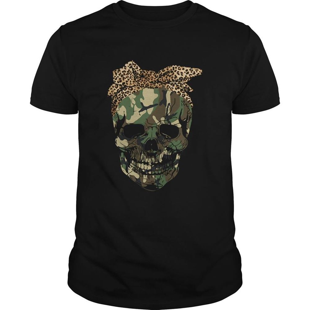 Attractive Veteran Skull Wearing Bandana Leopard Shirt 