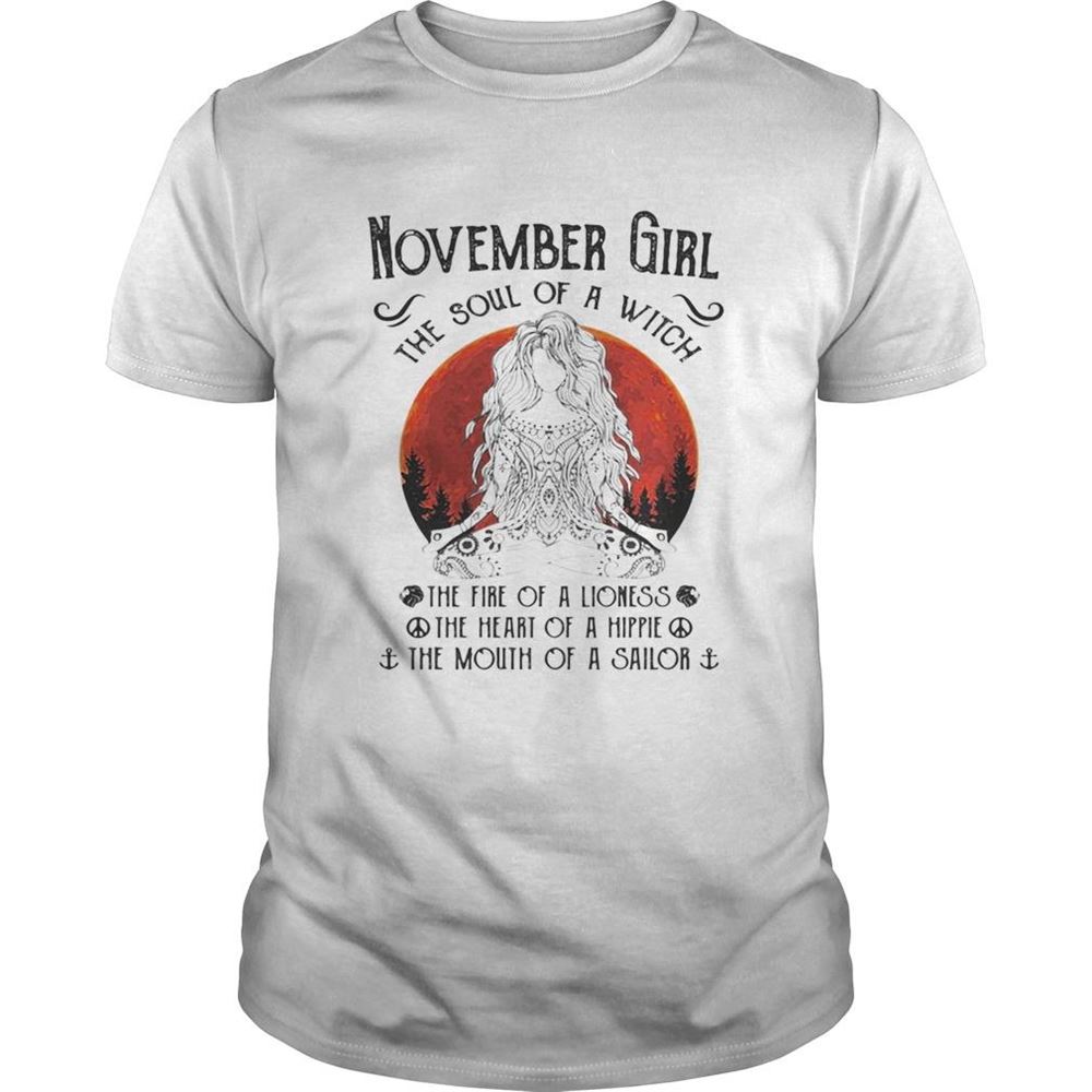 Gifts Yoga November Girl The Soul Of A Witch The Fire Of A Lioness Shirt 