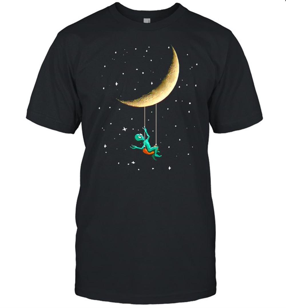 Attractive Alien In Space Swinging From The Moon T-shirt 