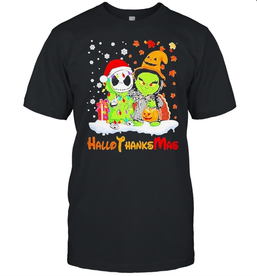 Gifts Baby Jack Skellington And Baby Grinch Hallothanksmas Shirt 