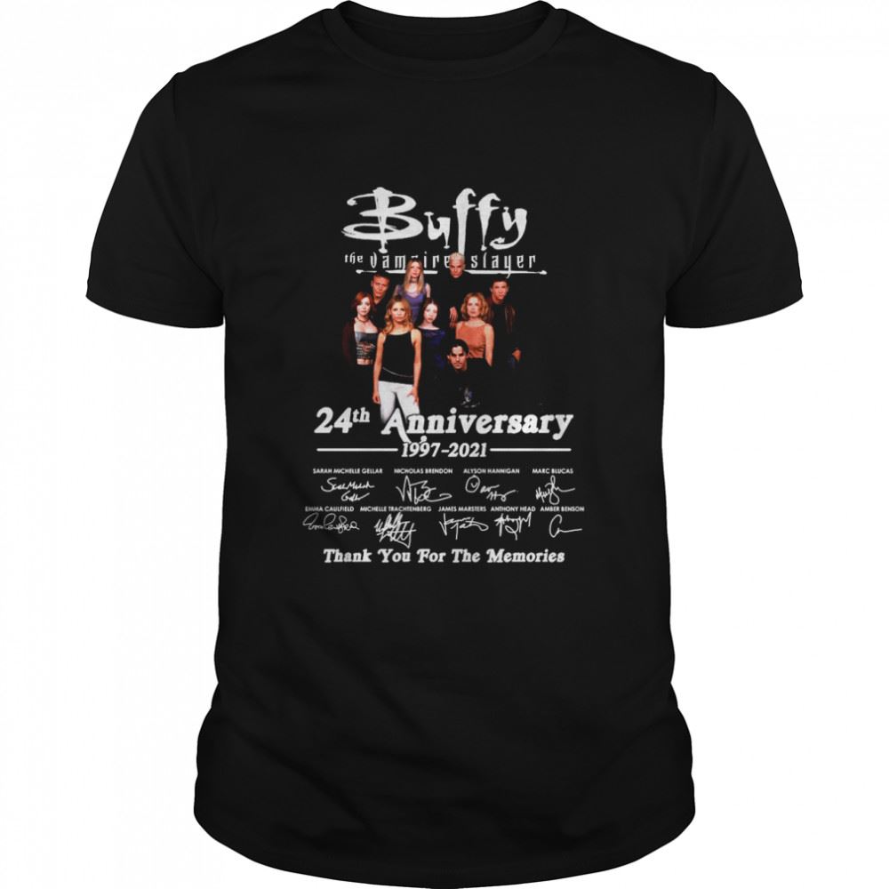 Limited Editon Buffy The Vampire Slayer 24th Anniversary 1997-2021 Signature Thank You For The Memories T-shirt 