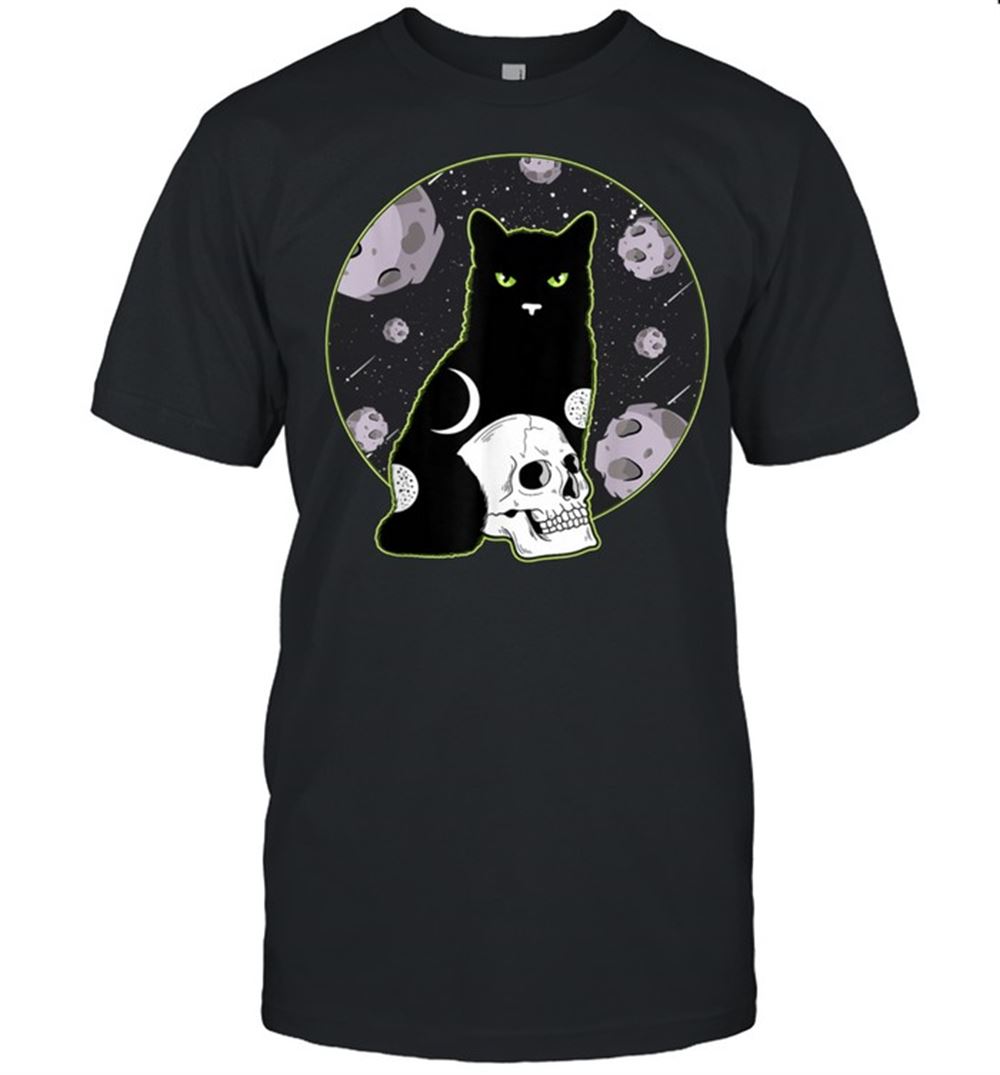 Special Demon Cats Moon Skull Creepy Bad Evil Occult Black Cat Shirt 