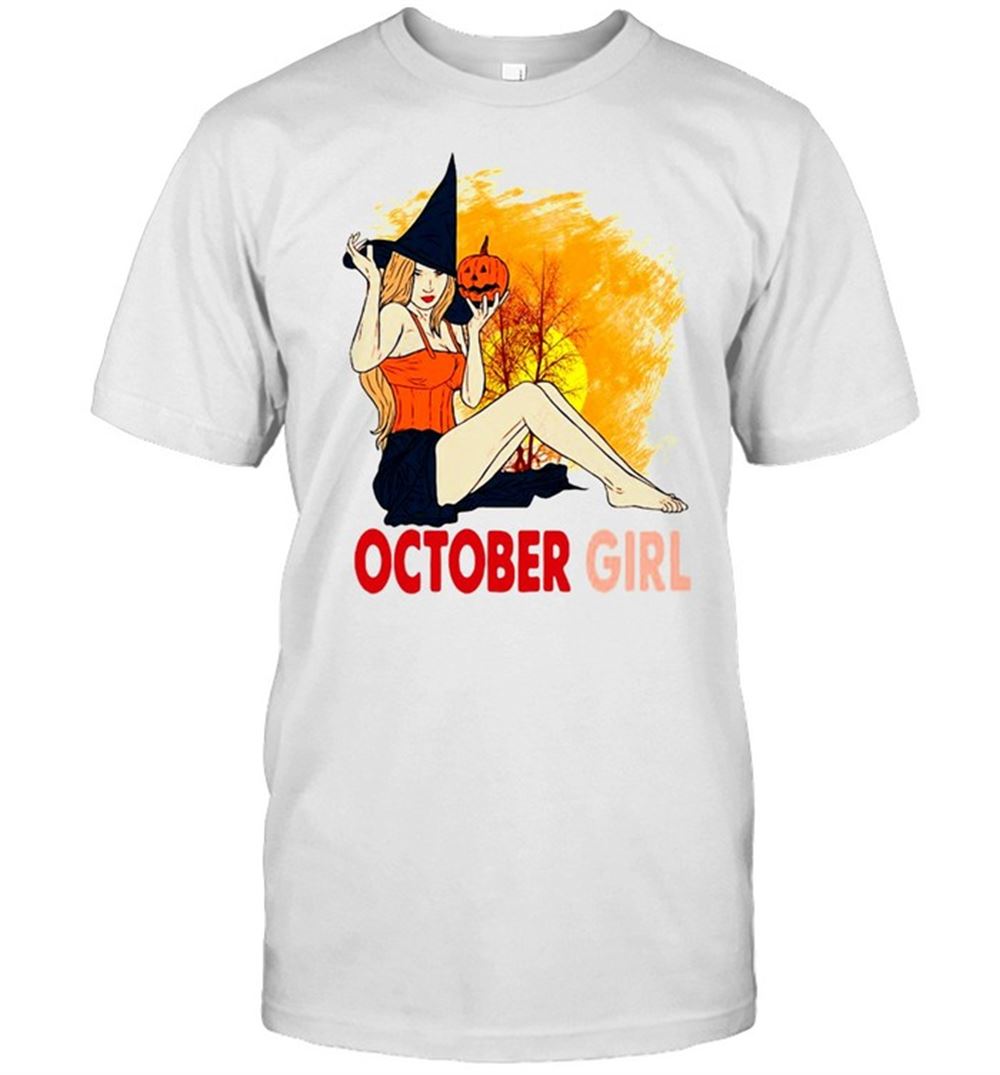 Interesting Halloween October Girl Pumpkin Witch Hat Sunset T-shirt 