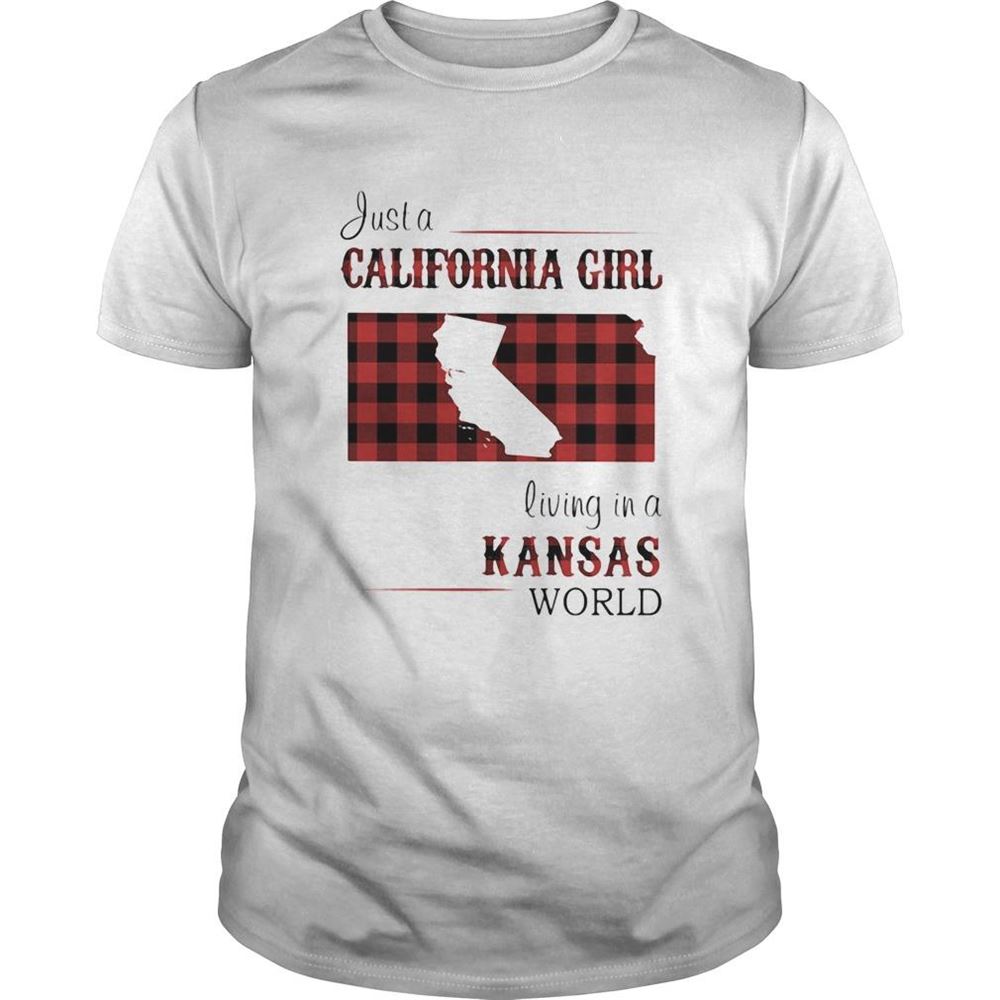 Limited Editon Just A California Girl Living In A Kansas World Map Shirt 