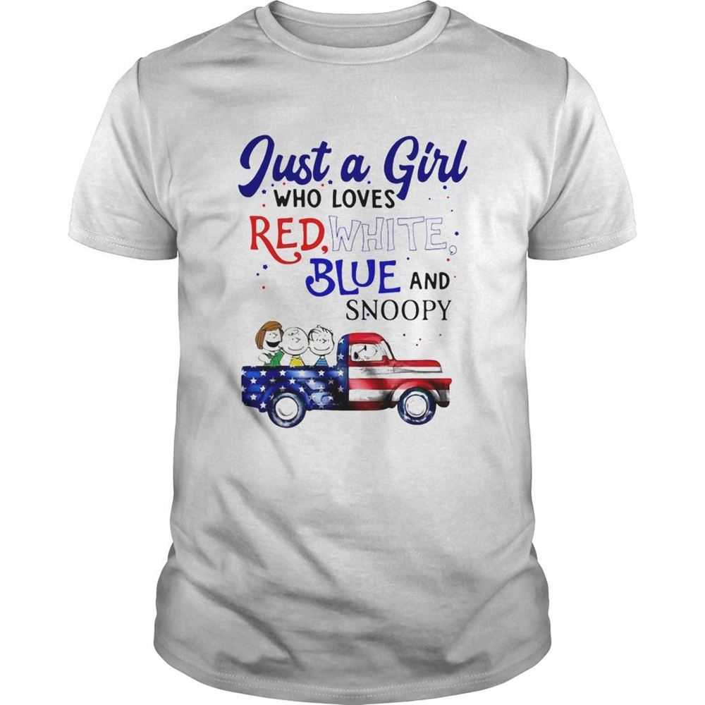 Special Just A Girl Who Loves Red White Blue And Snoopy Firework America 4th Of July Independence Day Shirt 