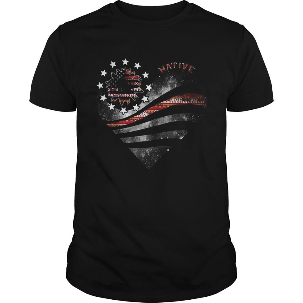 Awesome Love Native Sunflower Heart America Independence Day Shirt 