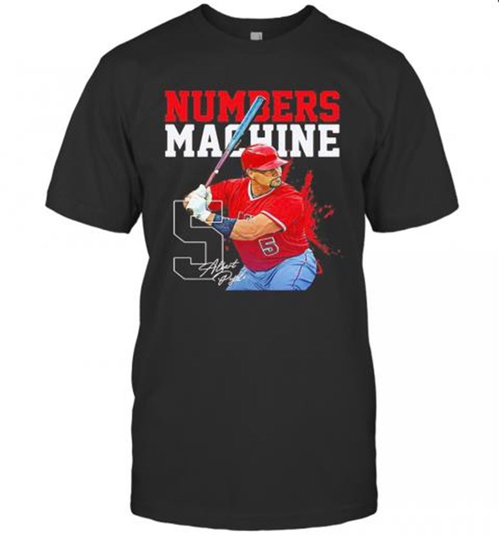 Amazing Numbers Machine 5 Albert Pyles Baseball Team Signature T-shirt 