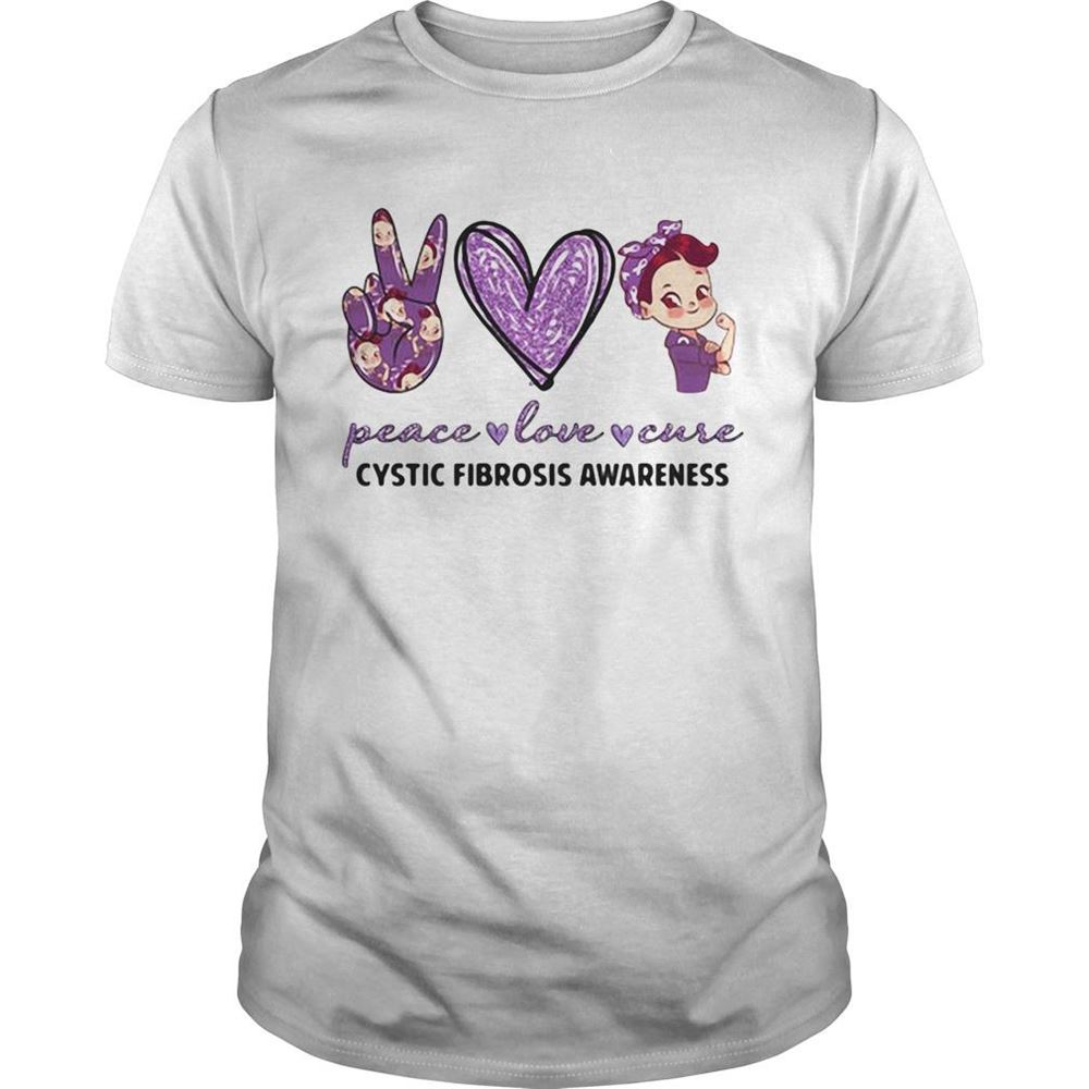 Great Peace Love Cystic Fibrosis Awareness Heart Shirt 