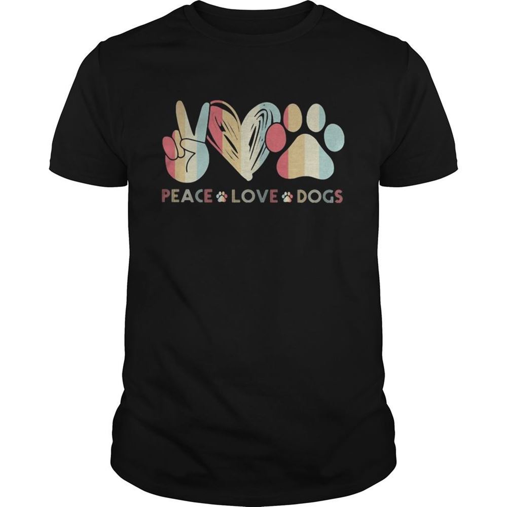Promotions Peace Love Dog Hand Heart Footprint Vintage Retro Shirt 