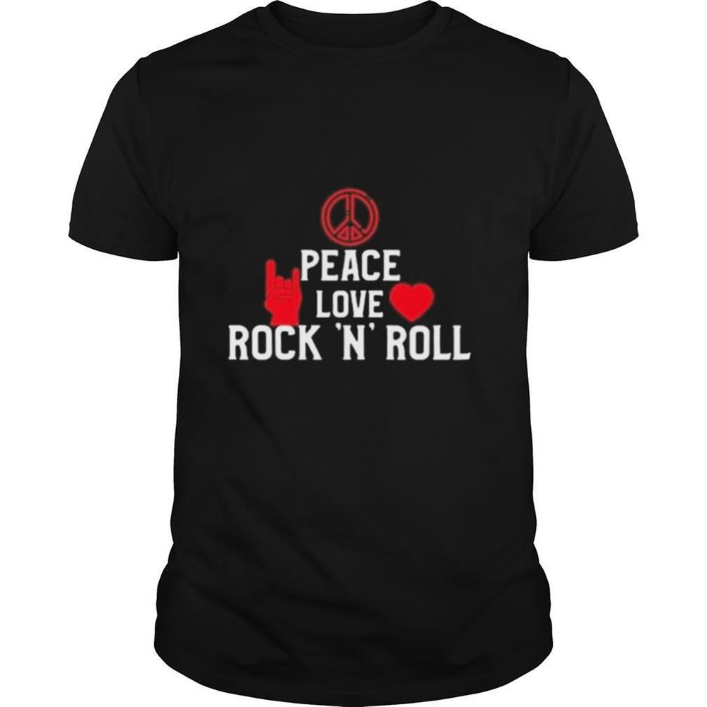 Amazing Peace Love Rock And Roll Heart Shirt 