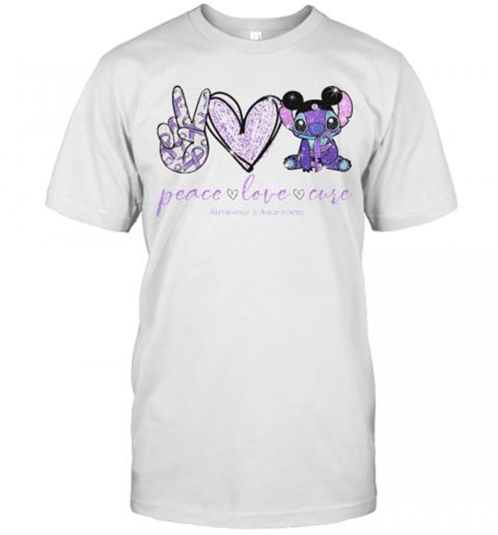 Great Peace Love Stitch Alzheimer Awareness T-shirt 