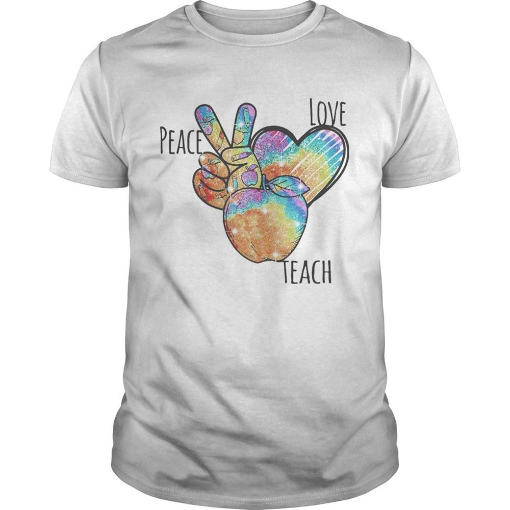 Interesting Peace Love Teacher Apple Diamond Shirt 