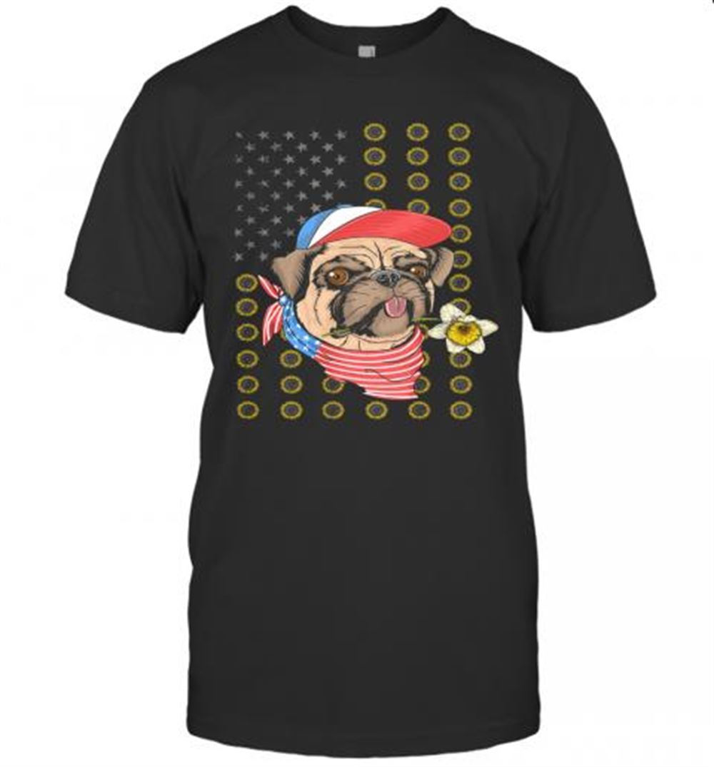Special Pug American Flag Veteran Independence Day T-shirt 
