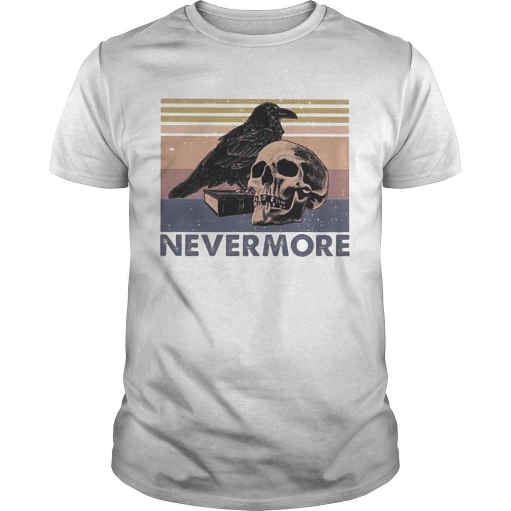 Promotions Raven Skull Nevermore Vintage Retro Shirt 