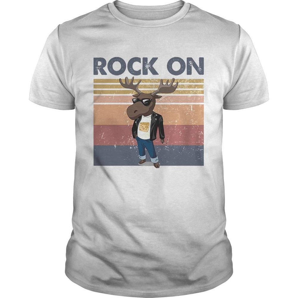 Amazing Rock On Reindeer Glasses Vintage Retro Shirt 