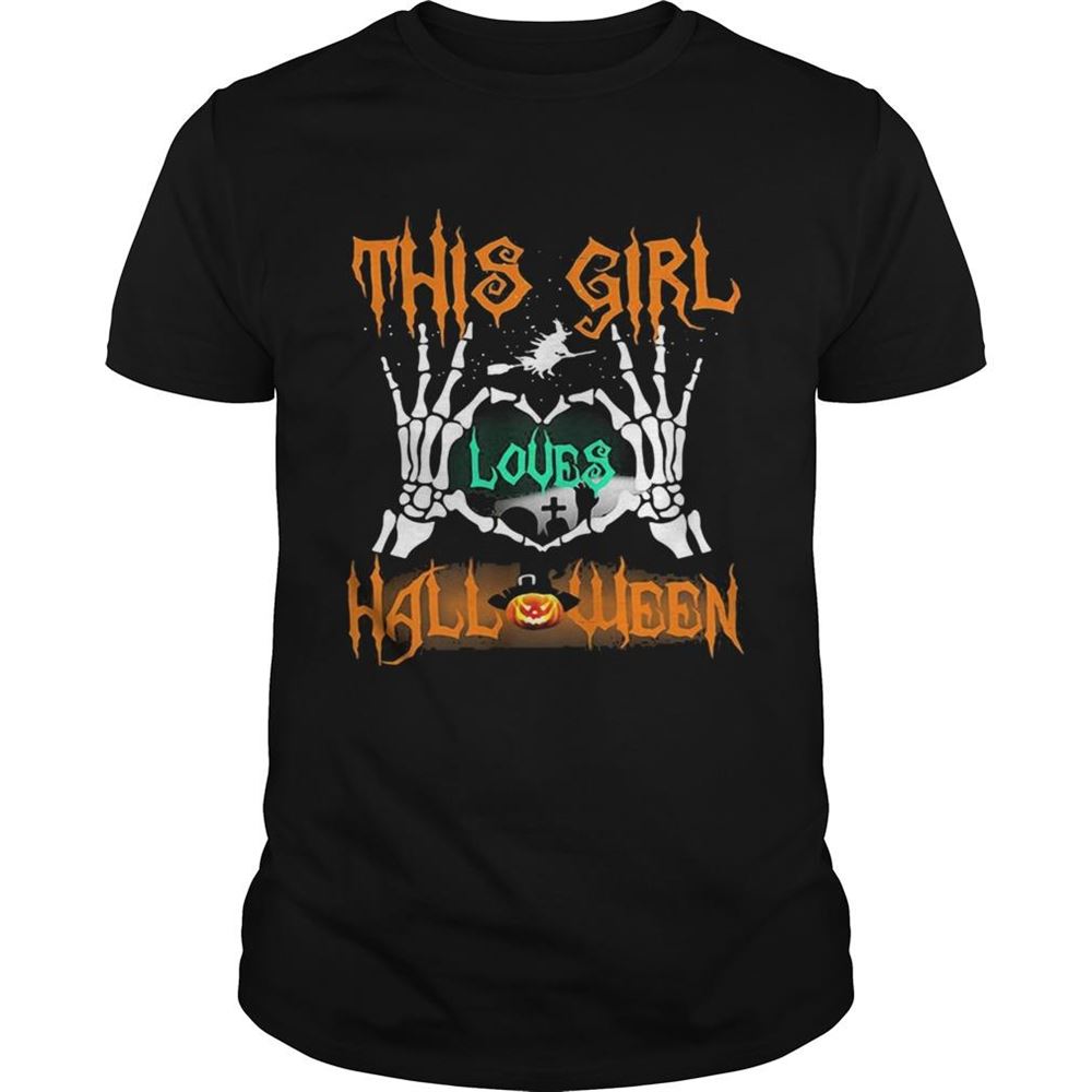 Gifts Skeleton This Girl Loves Halloween Heart Shirt 