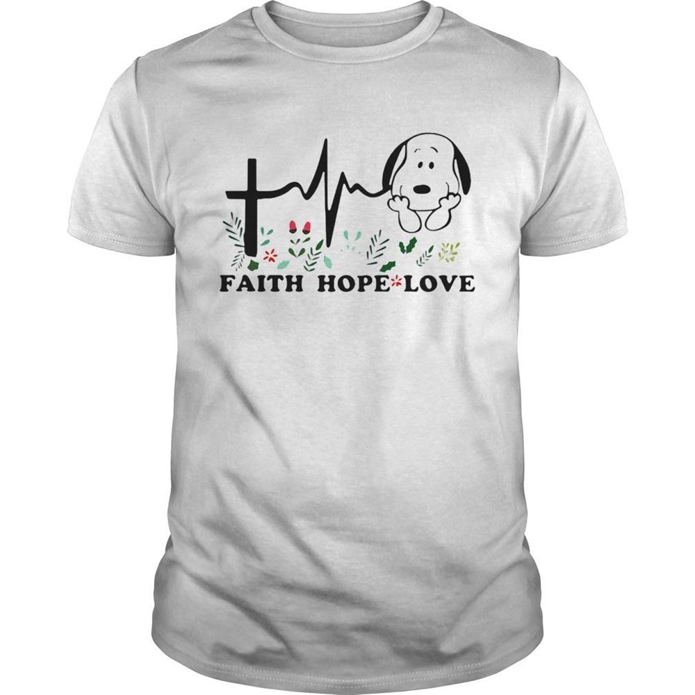 Great Snoopy Heartbeat Faith Hope Love Flowers Shirt 