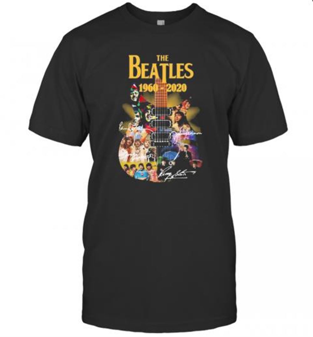 Attractive The Beatles 1960 2020 Guitar Signatures T-shirt 