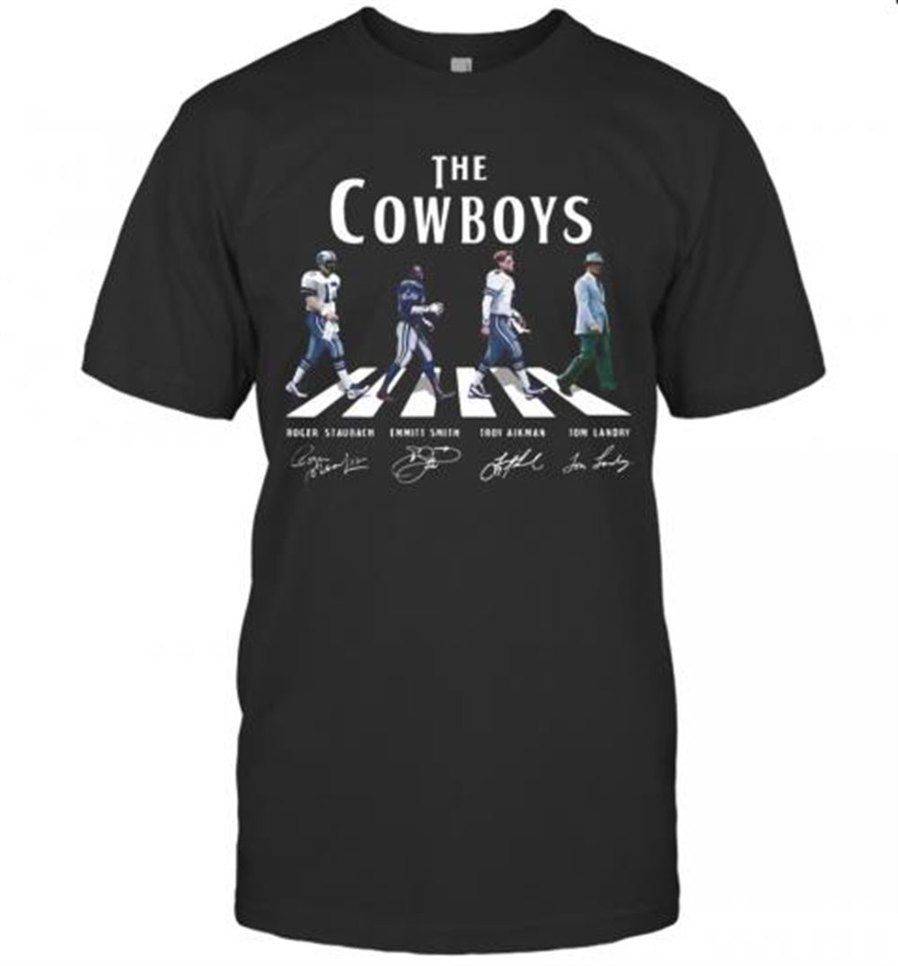 Interesting The Dallas Cowboys Football Team Abbey Road Signatures T-shirt 