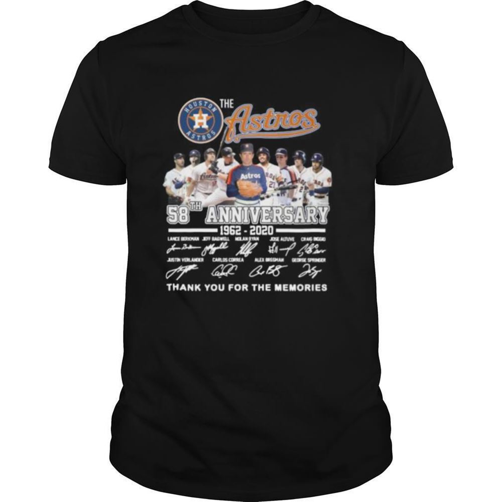 Awesome The Houston Astros 58th Anniversary 1962 2020 Thank You For The Memories Signatures Shirt 