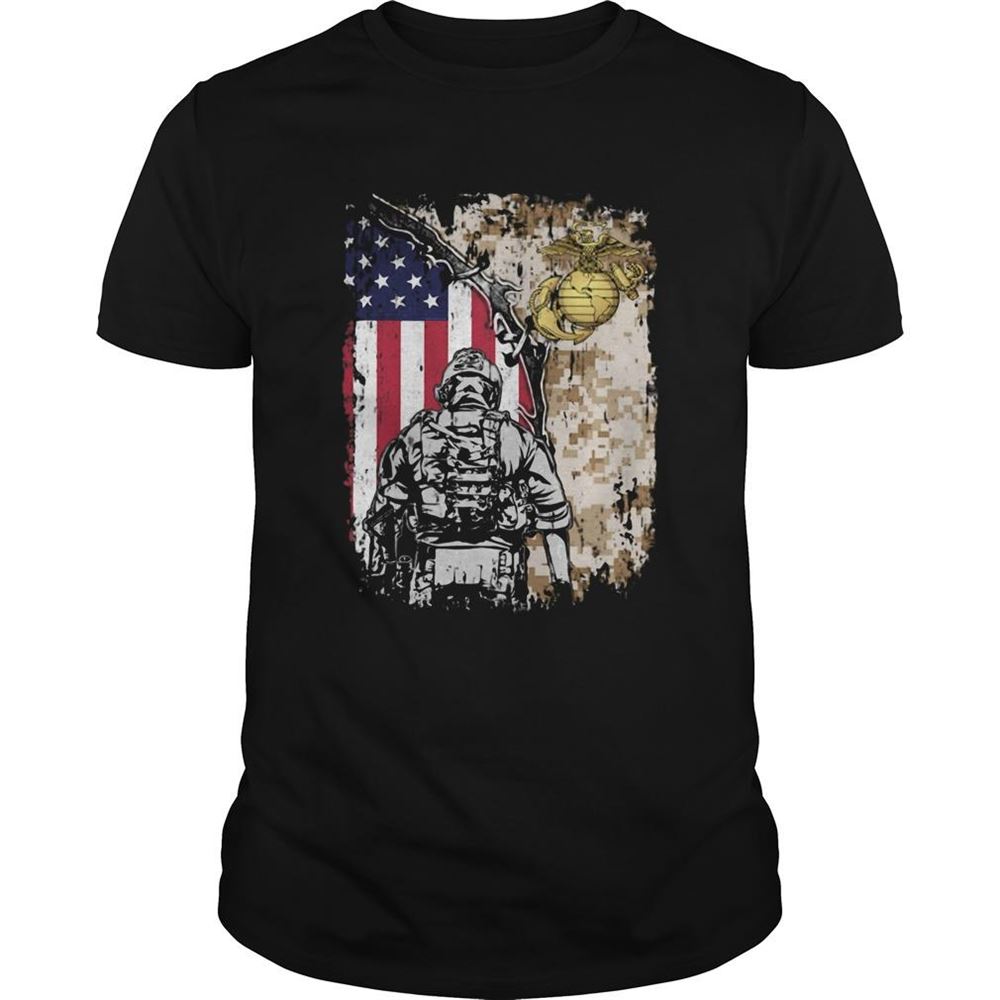 Happy United State Marine Corps American Flag Veteran Independence Day Shirt 