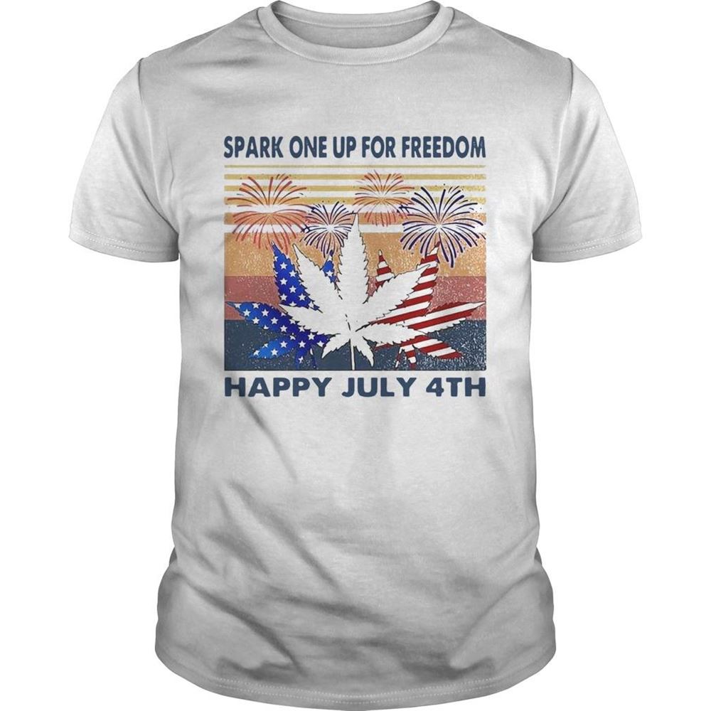 Awesome Weed Fireworks Spark One Up For Freedom Happy July 4th Independence Day Shirt 