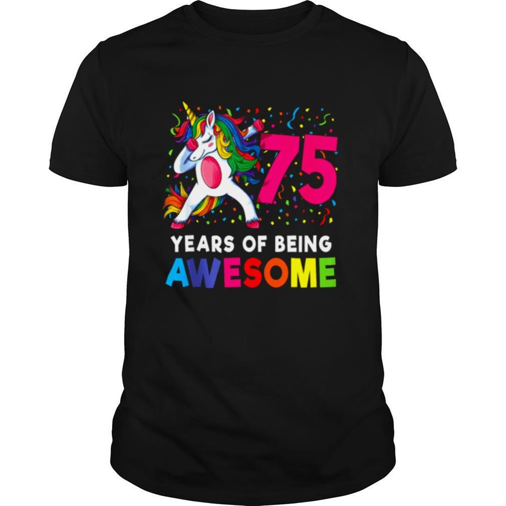 Promotions 75th Birthday Dabbing Unicorn Party 75 Years Old Shirt 