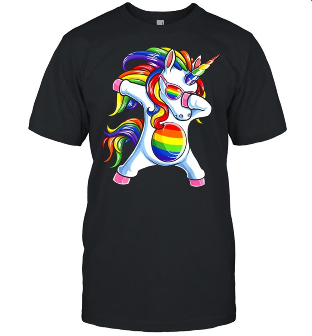 High Quality Dabbing Unicorn Gay Pride Lgbt Shirt 