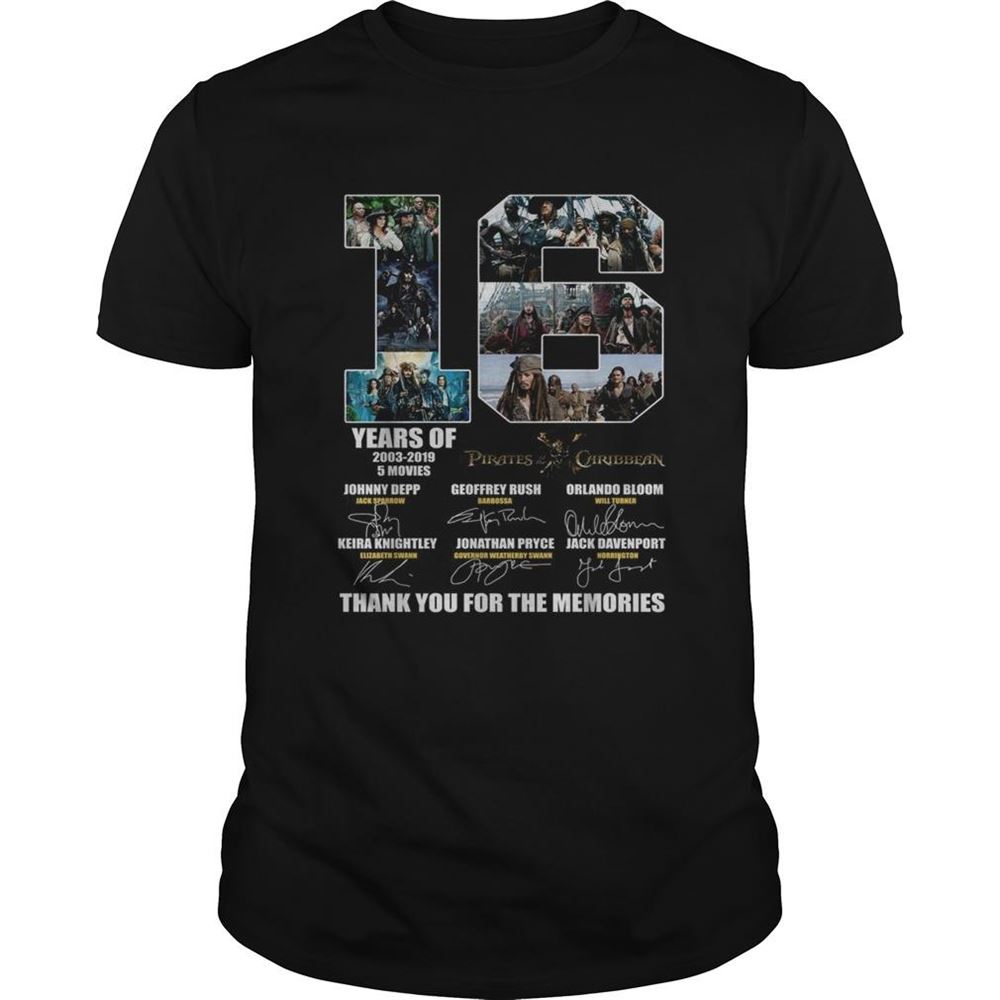 Amazing 16 Years Of 2003 2019 5 Movies Pirates Of The Caribbean Signature Shirt 