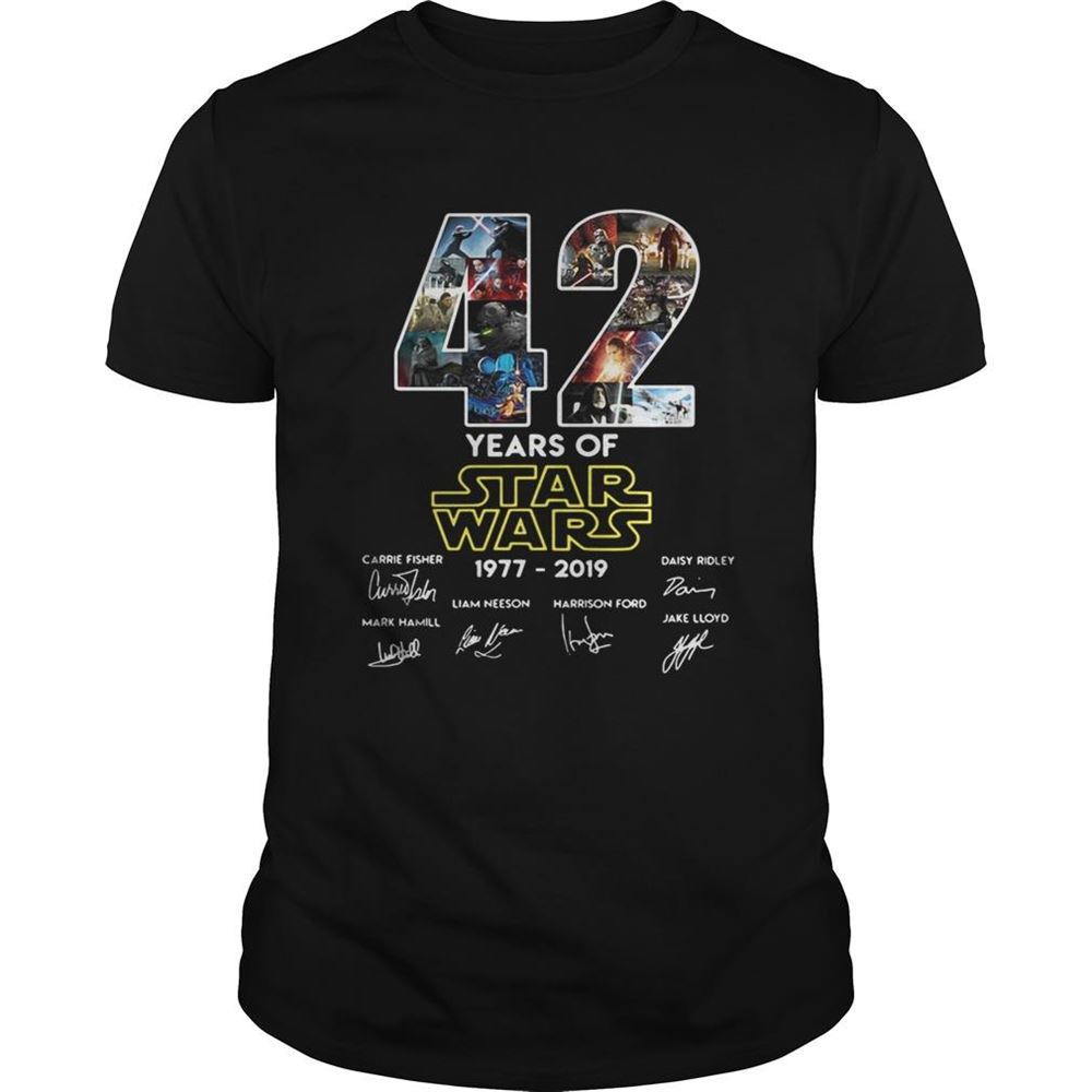 Attractive 42 Years Of Star Wars 19772019 Signatures Shirt 
