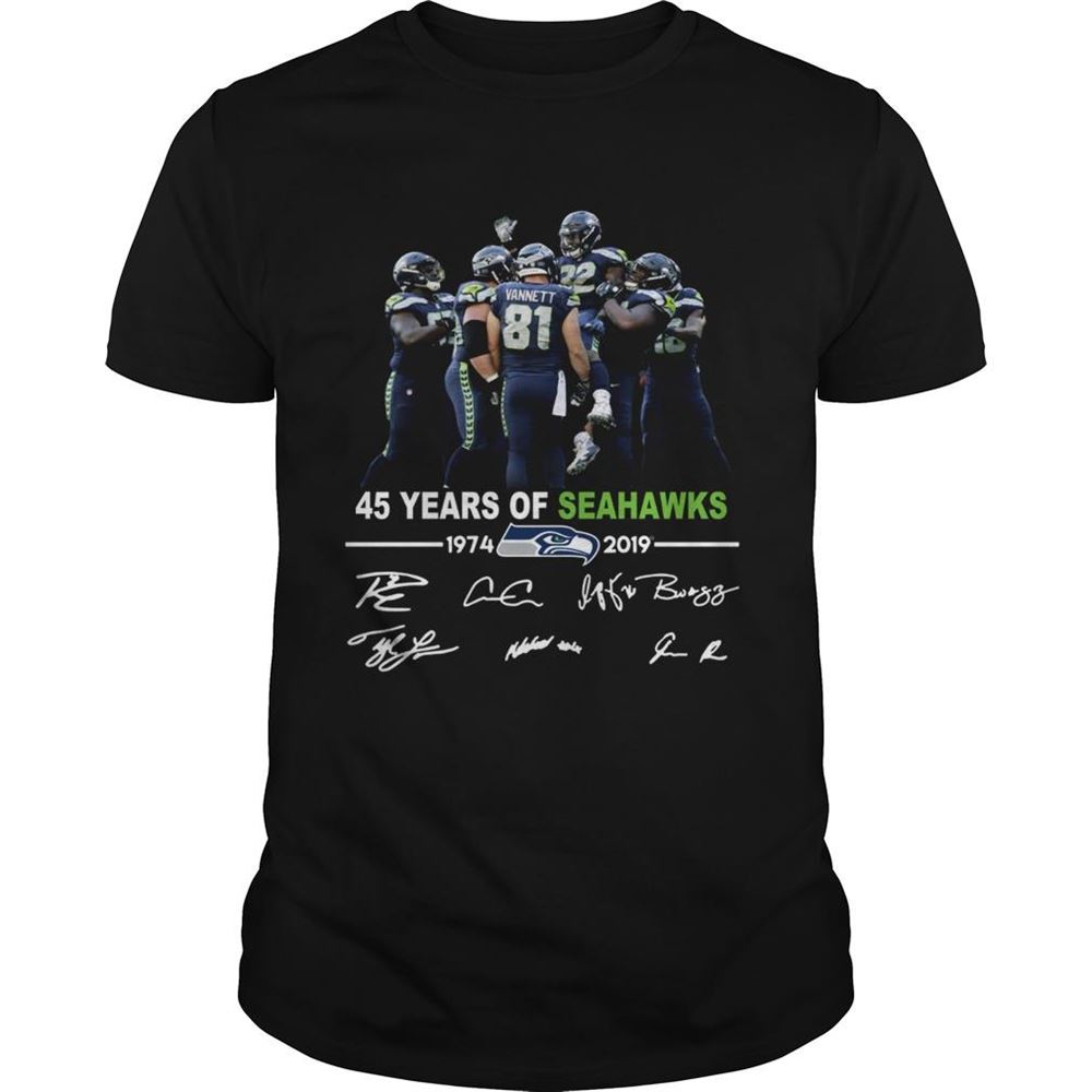 Awesome 45 Years Of Seahawks 1947 2019 Shirt 