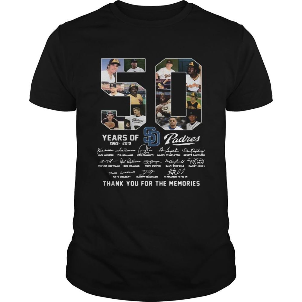 Best 50 Years Of San Diego Padres 19692019 Signatures Shirt 