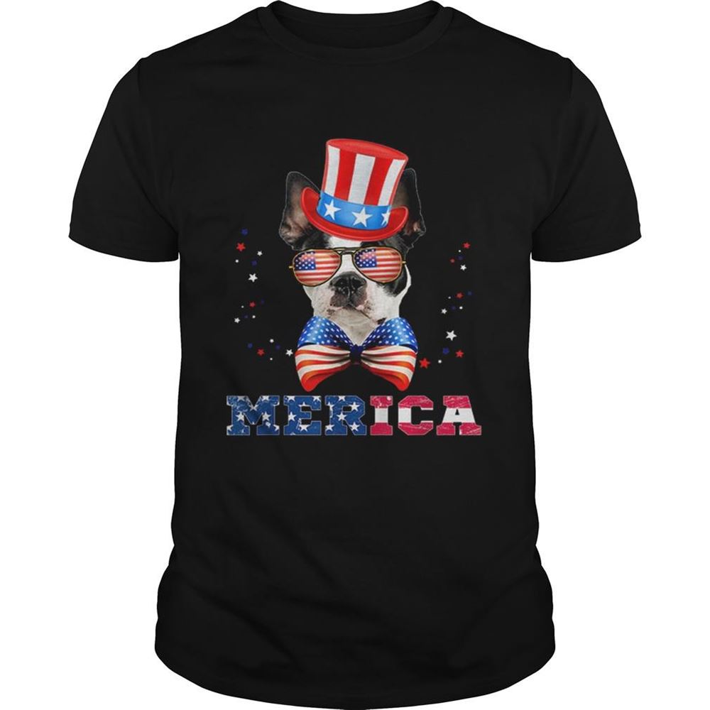 Awesome American Flag Merica Patriotic Boston Terrier 4th Of July Shirt 