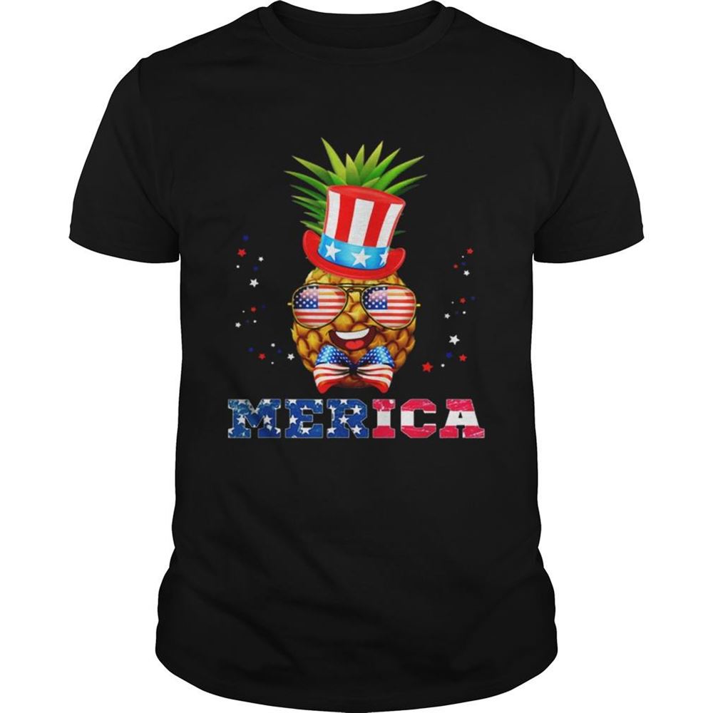 Great American Flag Merica Patriotic Pineapple 4th Of July Shirt 