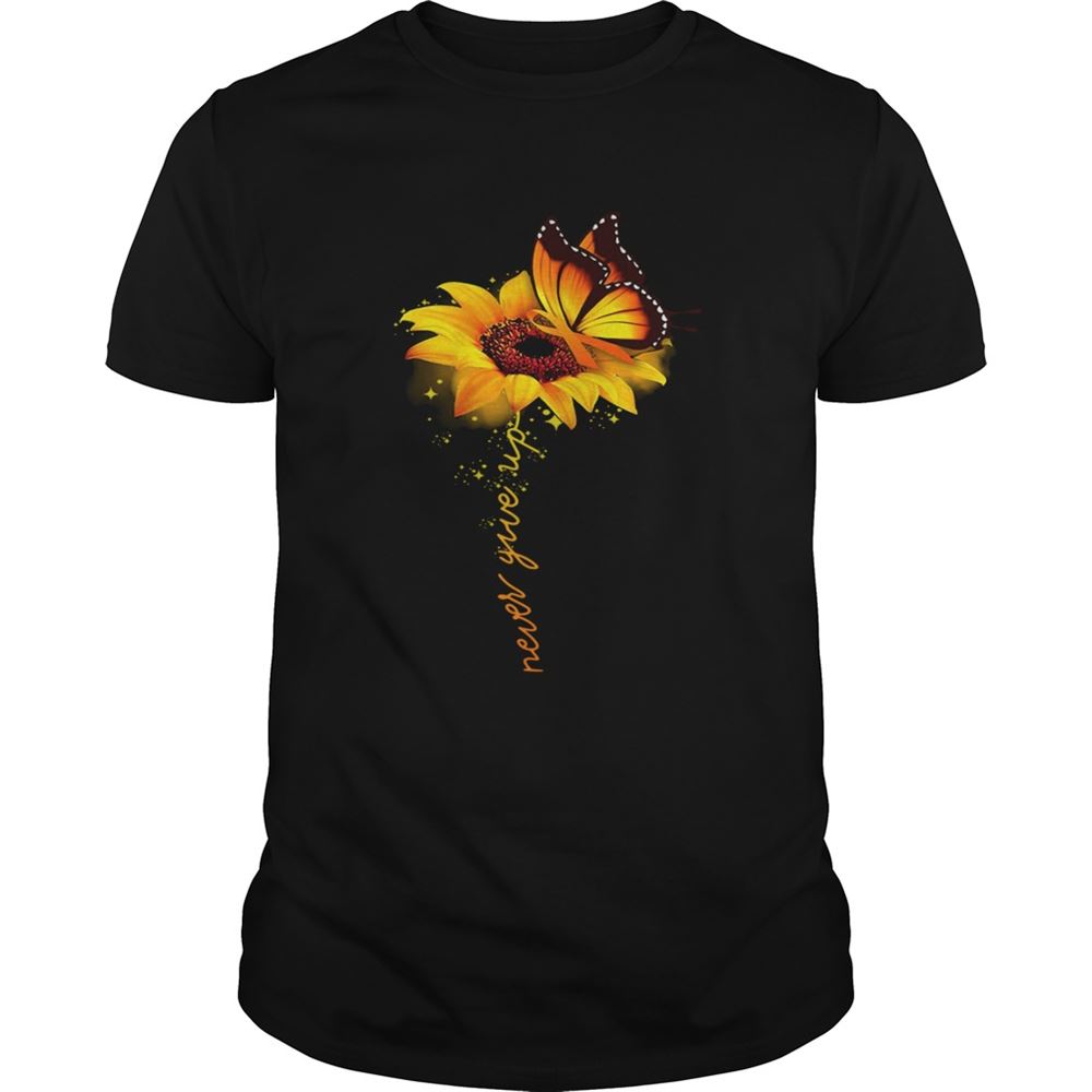 Happy Butterfly Sunflower Never Give Up Raise Multiple Sclerosis Awareness Shirt 