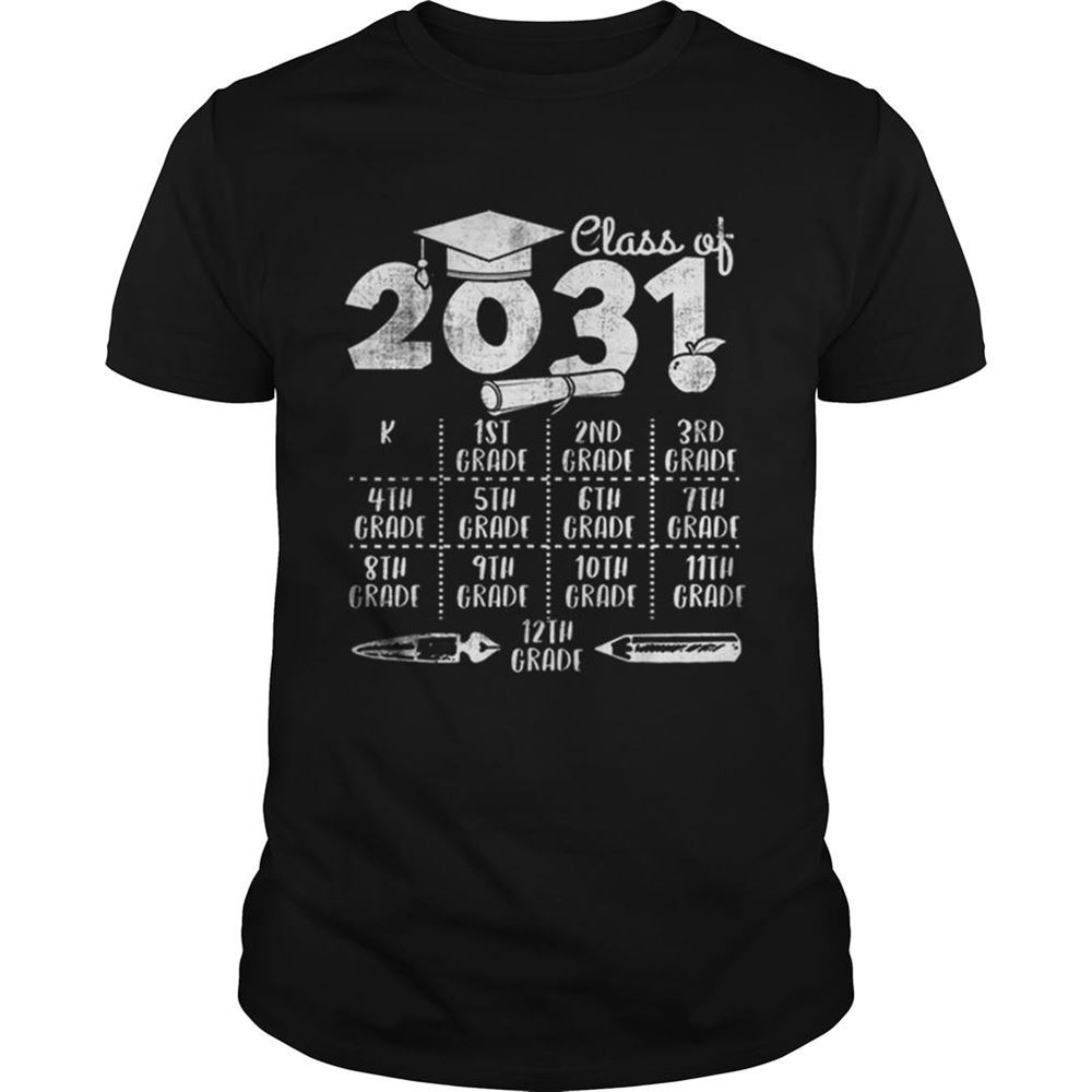 Awesome Class Of 2031 Back To School With Space For Checkmarks Shirt 