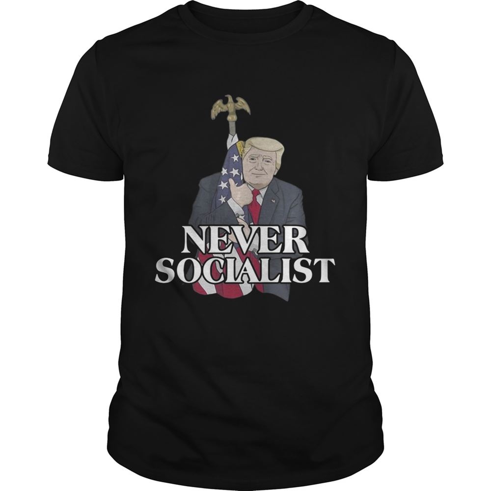 High Quality Donald Trump Hugging The American Flag Never Socialist Shirt 