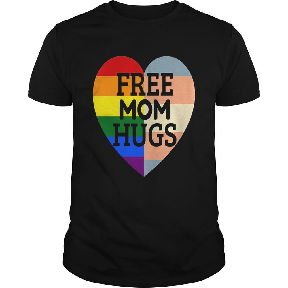 High Quality Free Mom Hugs Rainbow Heart Pride Premium Tshirt 