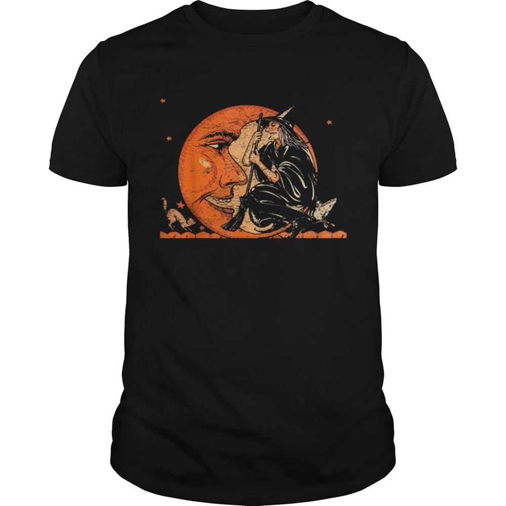 Best Great Vintage Witch And Moon Halloween Shirt 