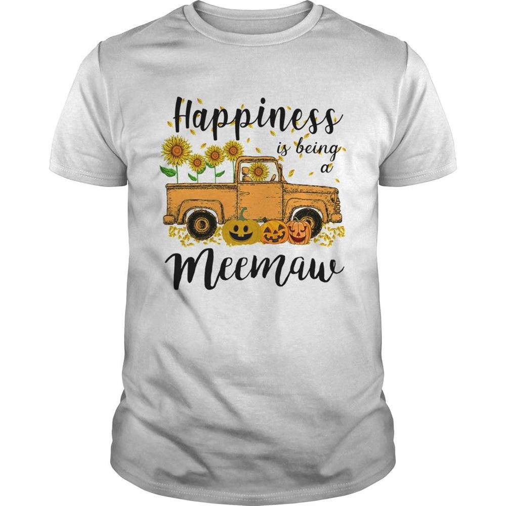 Promotions Halloween Car Pumpkin Happiness Is Being A Meemaw Tshirt 