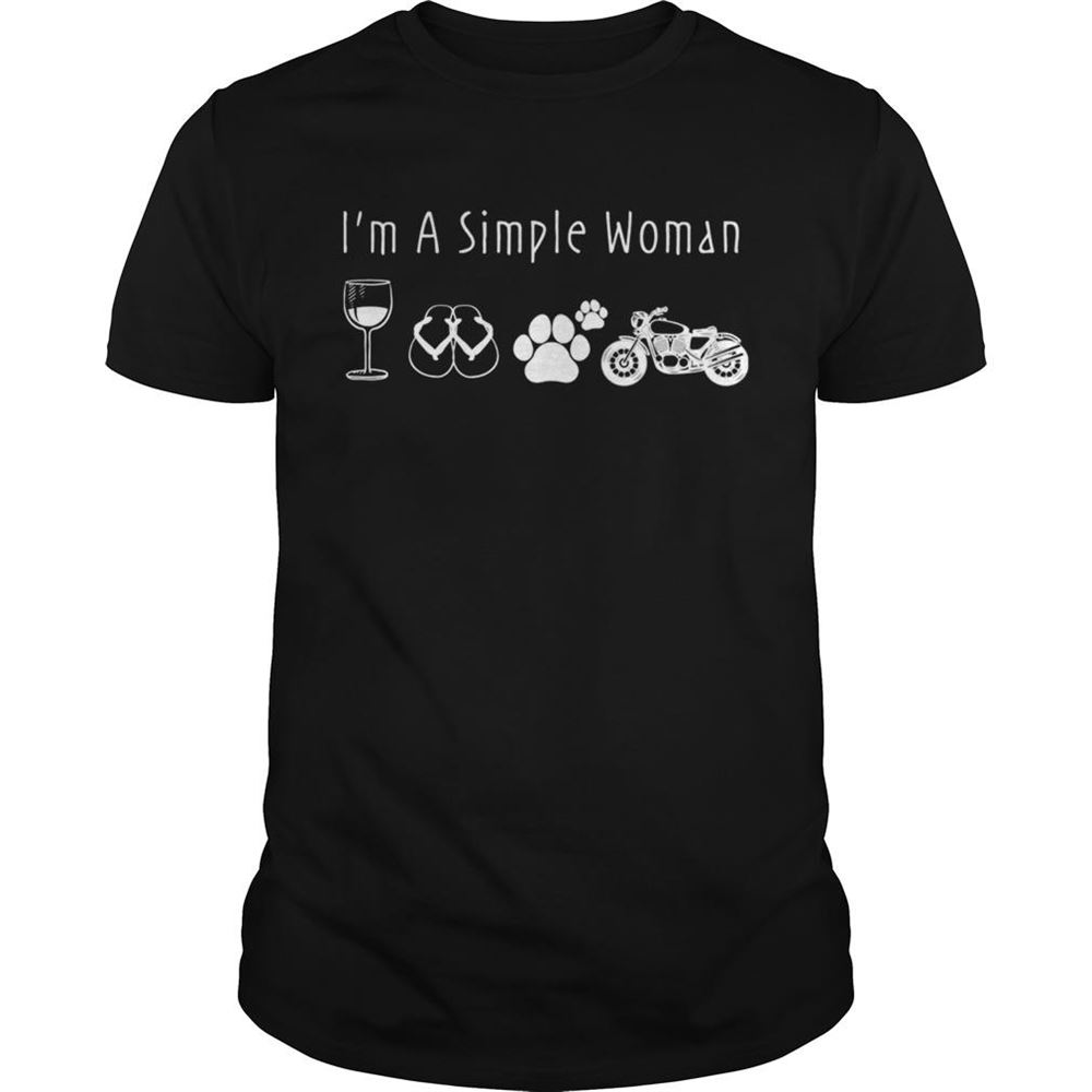 Interesting Im A Simple Woman Loves Motorcycle Dog Wine Tshirt 