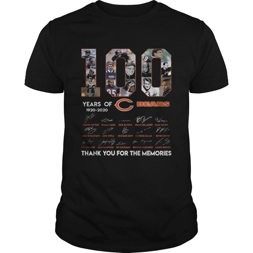Limited Editon 100 Years Of 19202020 Chicago Bears Signatures Shirt 