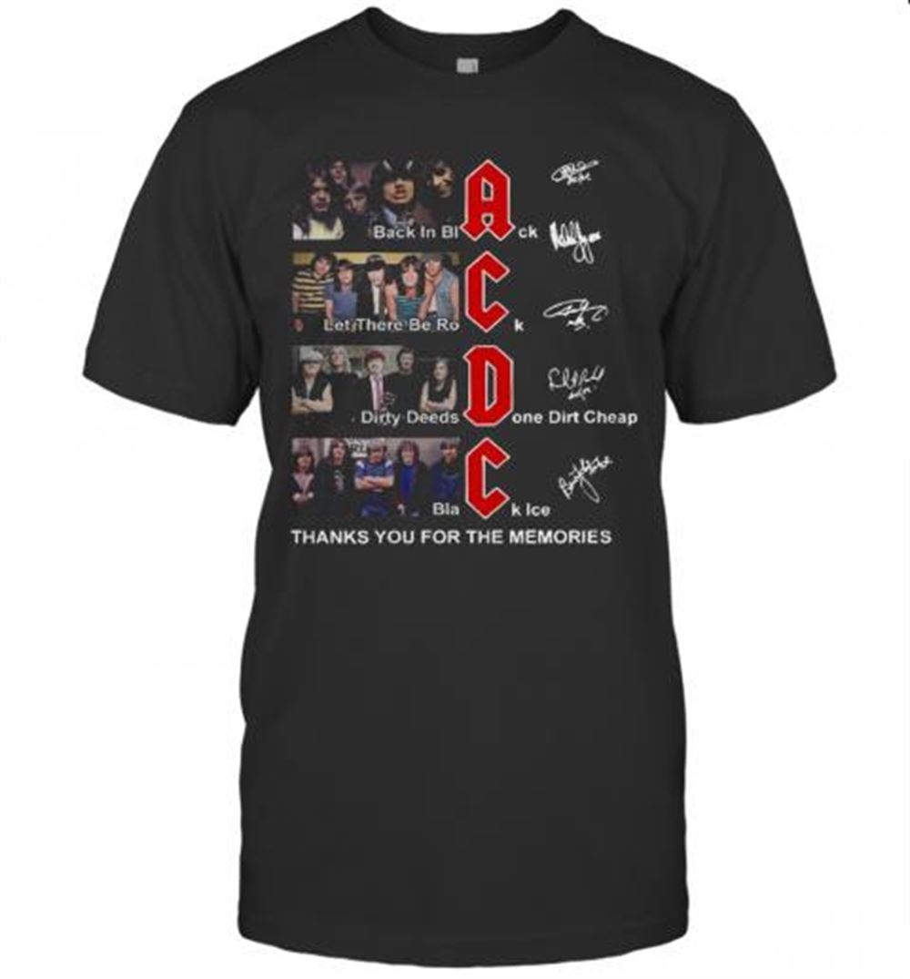 Promotions Ac Dc Back In Black Let There Be Rock Signature Thank You For The Memories T-shirt 