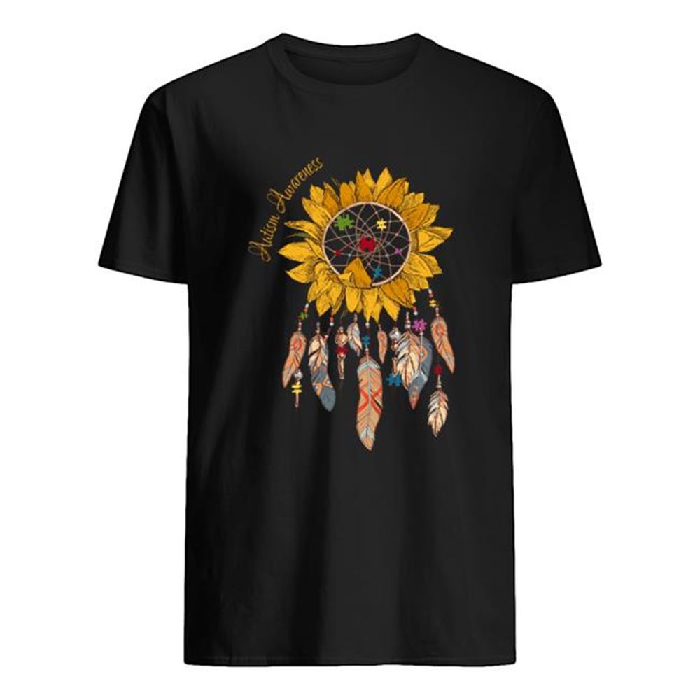 Best Autism Awareness Sunflower Dream Catcher Hippie Trend Shirt 