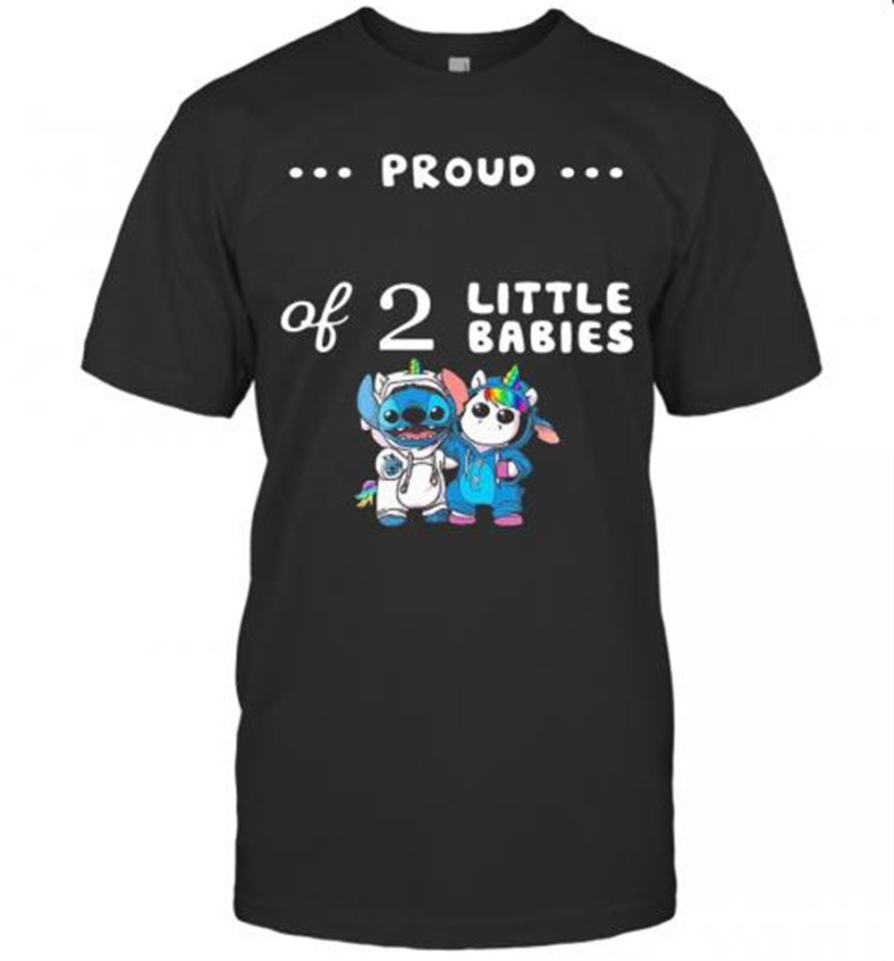 Awesome Baby Stitch And Unicorn Proud Of 2 Little Babies T-shirt 