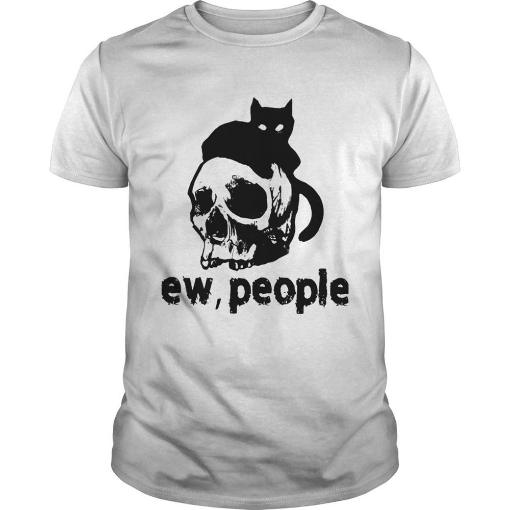 Best Black Cat And Skull Ew People Shirt 