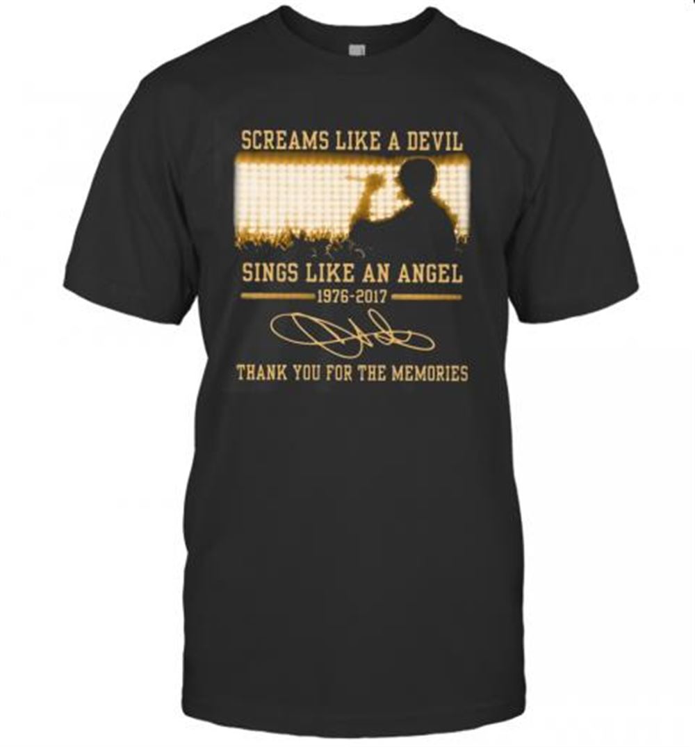 Gifts Chester Bennington Screams Like A Devil Sings Like An Angel 1976 2017 Signature T-shirt 