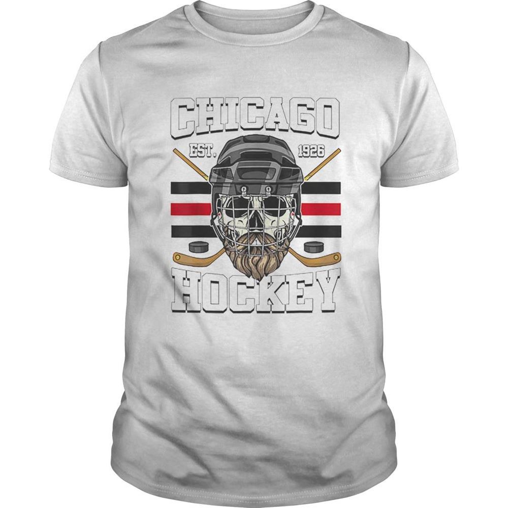 Awesome Chicago Ice Hockey Est 1928 Bearded Skull Shirt 