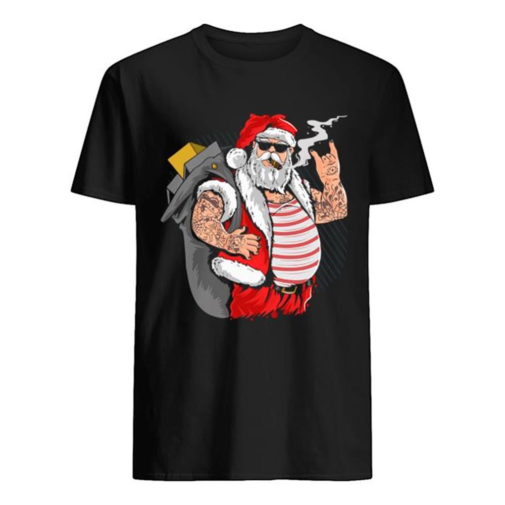 Amazing Cool Santa Claus Yule Tattoo Funny Christmas Xmas Gift Shirt 