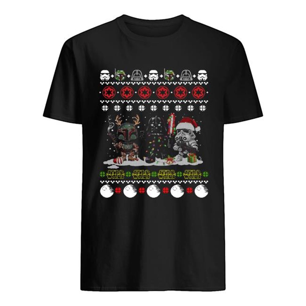 High Quality Darth Vader R2d2 Boba Fett Chibi Ugly Christmas Shirt 